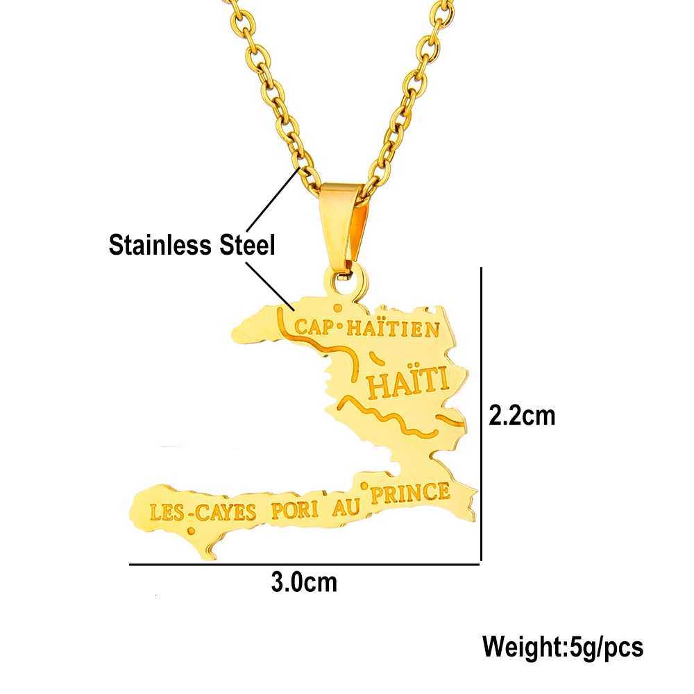 Haiti Map City Pendant Necklace Stainless Steel Men Women Gold/Steel Color Ayiti Country Map Jewelry Ethnic GiftXJ251121