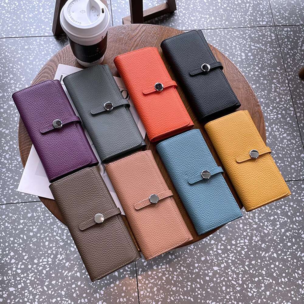100% Genuine Leather Women Long Wallet Designer Round Hasp Female Phone Clutch Bag hot Large Capacity Cowhide Mobile Purse