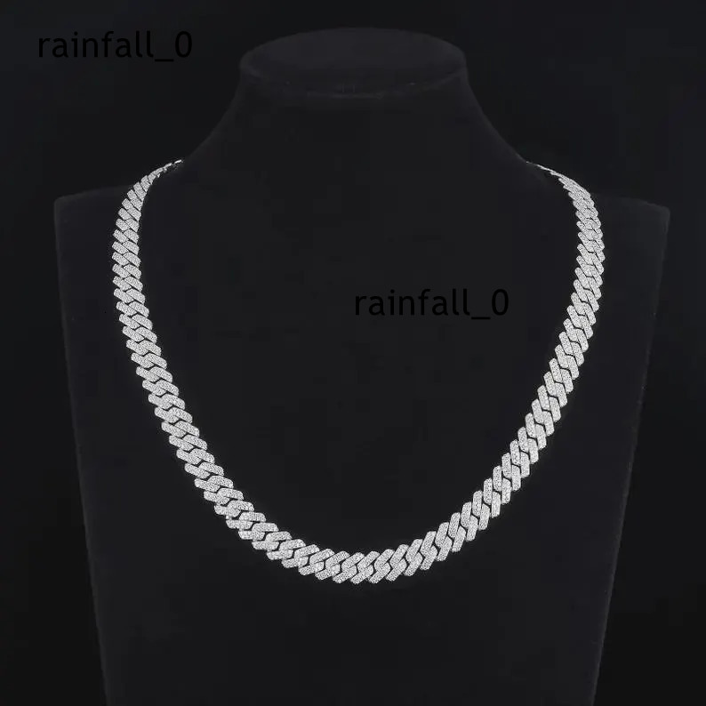 Hot Sale Hip Hop Jewelry 10mm Pendant Necklace Chain 925 Sterling Silver Moissanite Cuban Chain Necklace for Men Women