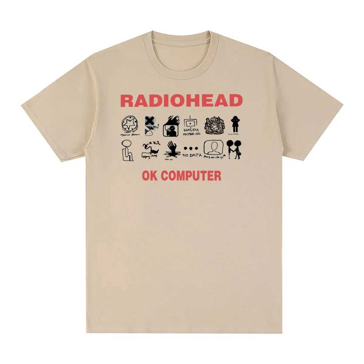 Radiohead Retro T-shirt OK Computer Fashion Summer Cotton Hip Hop Mens T-shirt New T-shirt Womens Top X250421