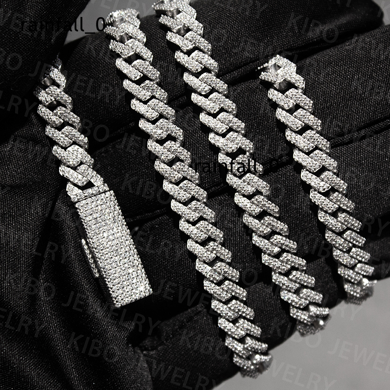 VVS Iced Out Moissanite Pass Diamond Test 925 Silver 14K Gold Hip Hop 8mm 10mm 12mm Cuban Link Chain Necklace Fine Jewelry Men
