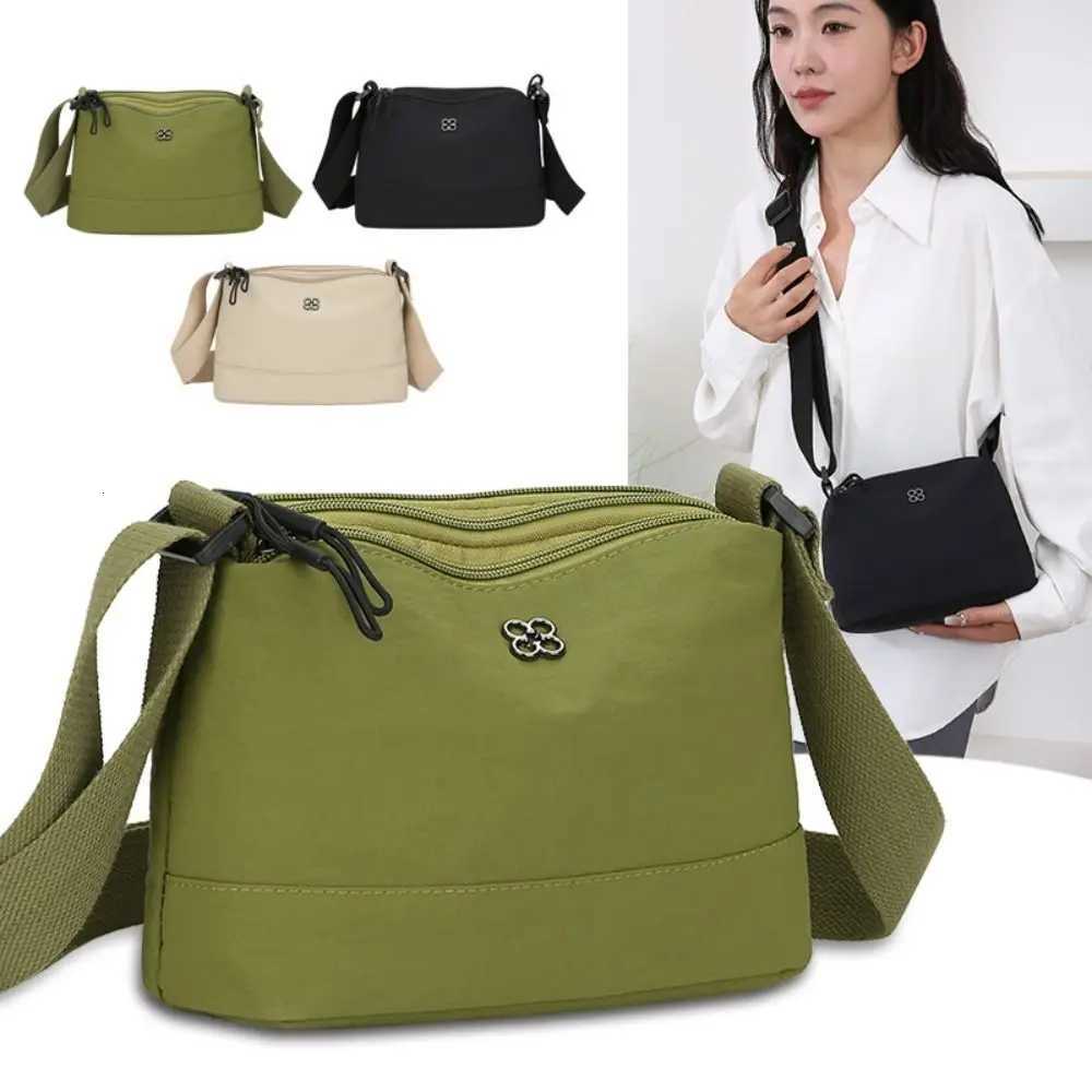 Solid Color Casual Style Handbag Soft Nylon Cloth Women Shoulder Bag Multiple Pockets Tote Bag Student BagT251121