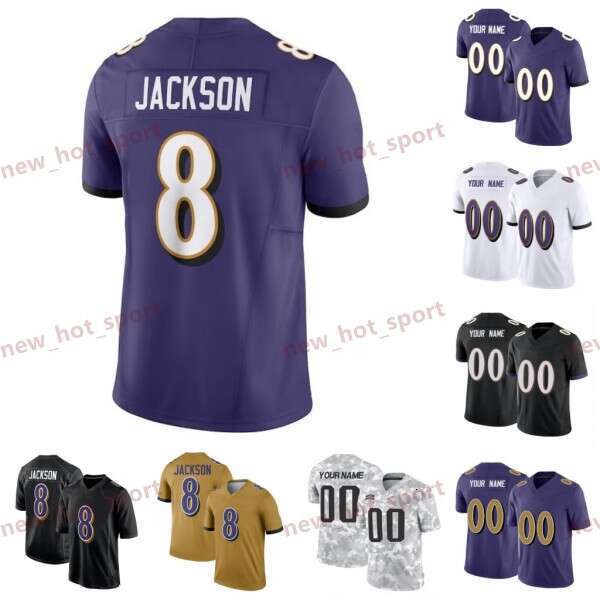 Malaki Starks Lamar Jackson Custom Football Jersey Derrick Henry Ray Lewis Zay Flowers Ed Reed Roquan Smith Isaiah Likely Mark Andrews Roquan Smith Rashod Bateman