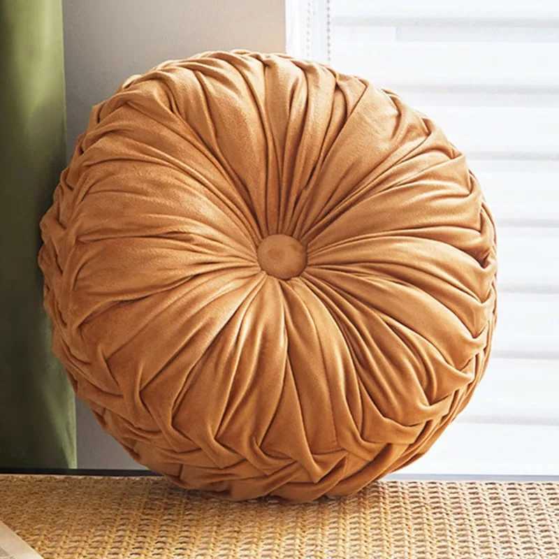 Throw Hand Sewn Pleated 3D Dutch Velvet Pumpkin Backrest Waist Lumbar Support Cushion Mat For Sofa Bed Floor Office Chair C251121