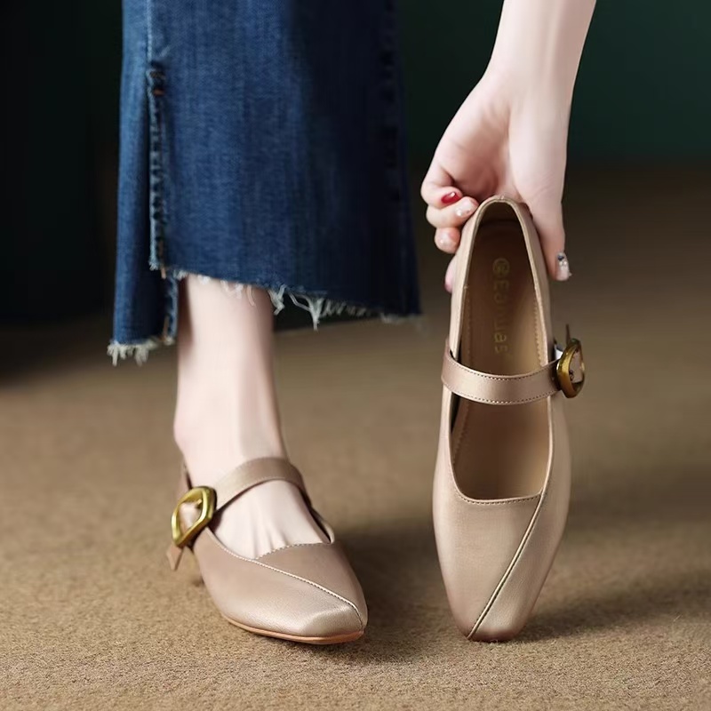 Spring New Autumn Leather Fashion Square Toe for Mary Jane Shoes atos Mujer Women New Pumps fea7