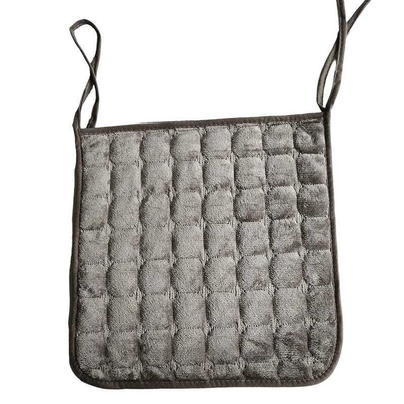 2025 Flannel Solid Color Seat Cushion Winter Plush Thickened Office Student Chair Cushion Autumn Warm Soft Strapped Cushions C251121