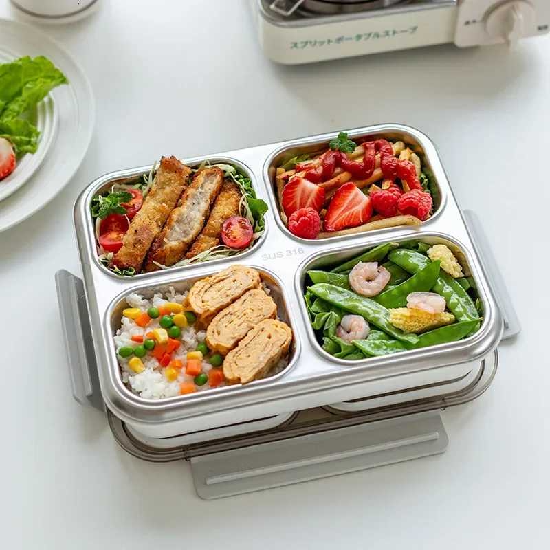 Stainless Steel Lunch Box Antibacterial Portable Large Capacity Divider Food Storage Container Lunch Box Household KitchenwareM251121