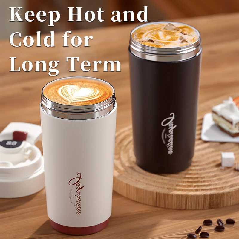500ML Ceramic Liner Travel Mug Vacuum Insulated Thermos For Coffee Thermal Cup Tumbler Digital Lid L251121OM8D W260226