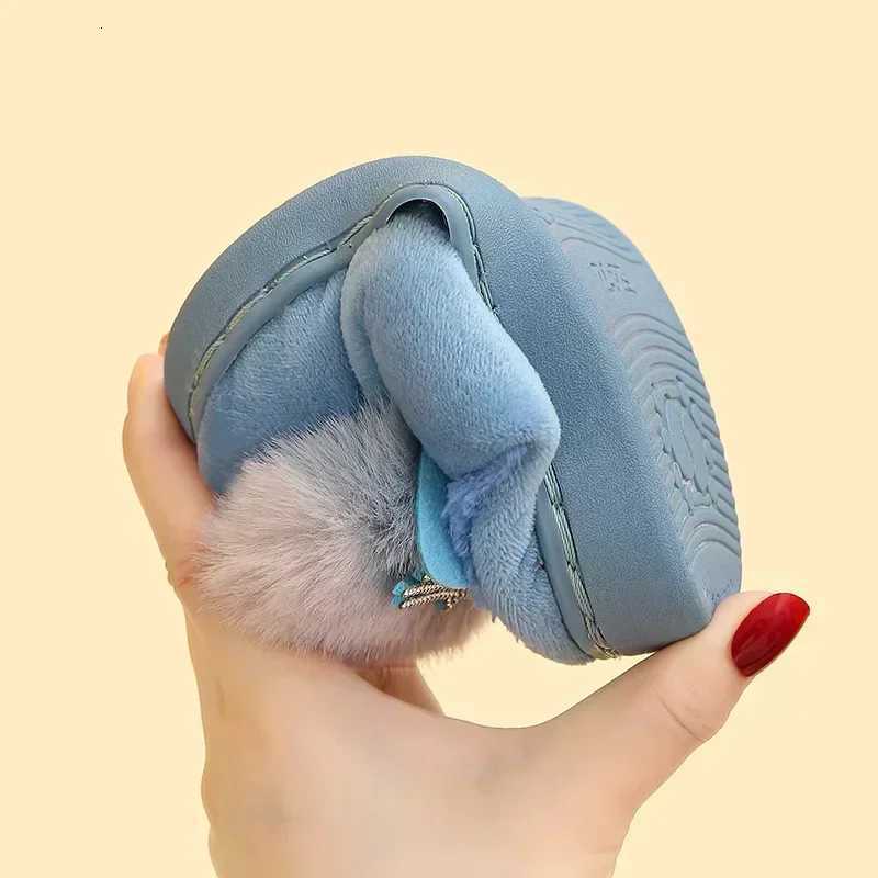 Childrens Cotton Slippers Princess Warm Kids Winter Cute Cat Cartoon Diamond Furry Shoes Little Girl Soft Bottom Home ShoesW251121