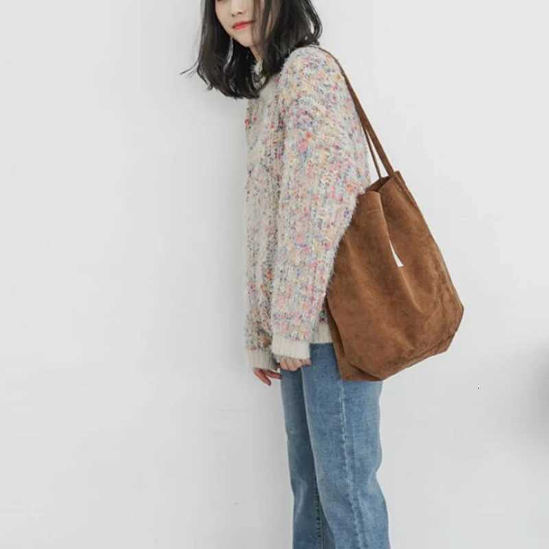 Casual Corduroy Shopping Bag High Quality Eco Friendly Reusable Handbag Lightweight Shoulder BagsT251121