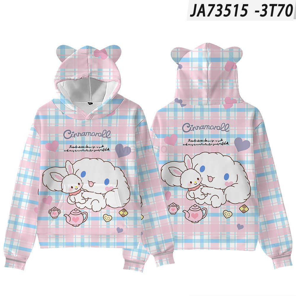 Sanrio 3D New Big-Eared Dog Cinnamoroll Cat Ear Hoodie Digital Print Hooded Sweatshirt for Adults and Children H251121