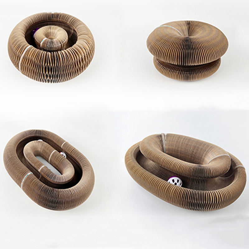 Magic Organ Cat Scratch Board Interactive Reversible Toys Scratcher Cardboard Kitten Pads Accordion Honeycomb Kitten curlz Cat Scratcher with Ball