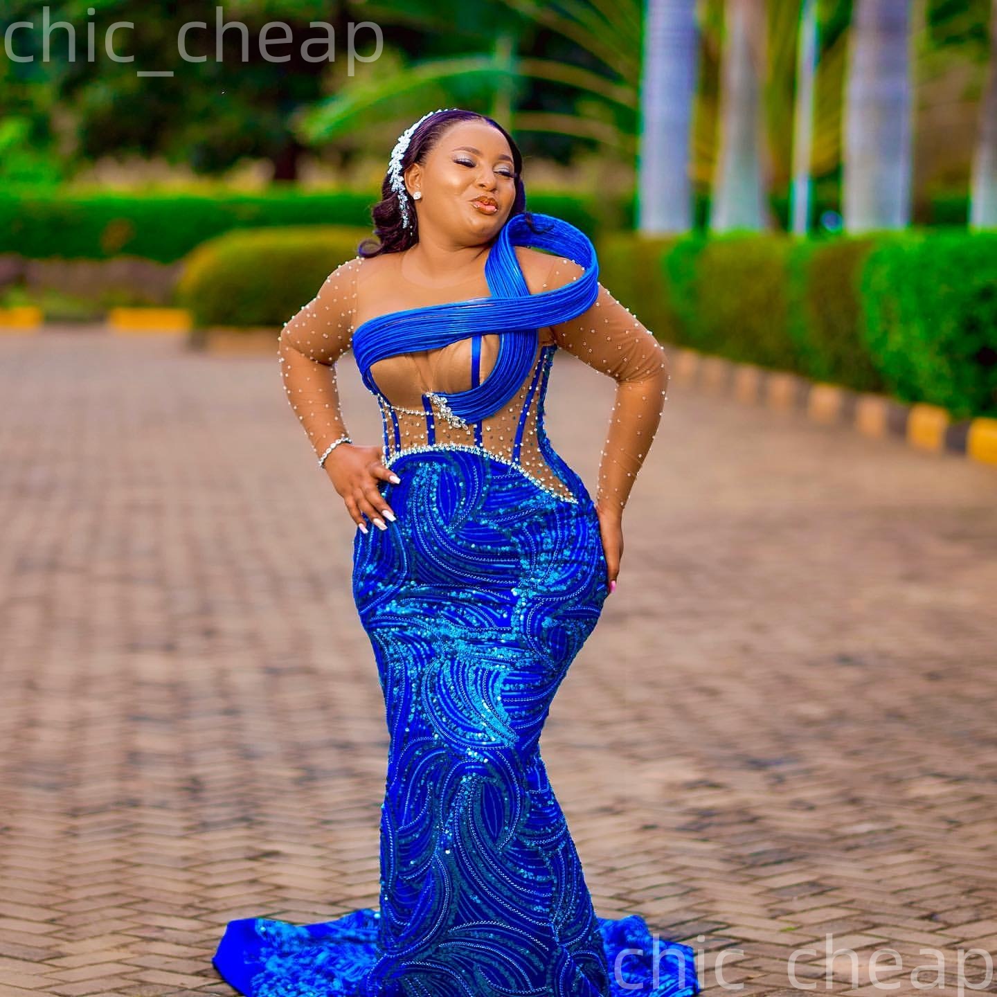 Aso Ebi Royal Blue Mermaid Prom Dresses 2026 Beaded Crystals Illusion Evening Formal Party Second Birthday Engagement Gowns Plus Size Dress For Specia