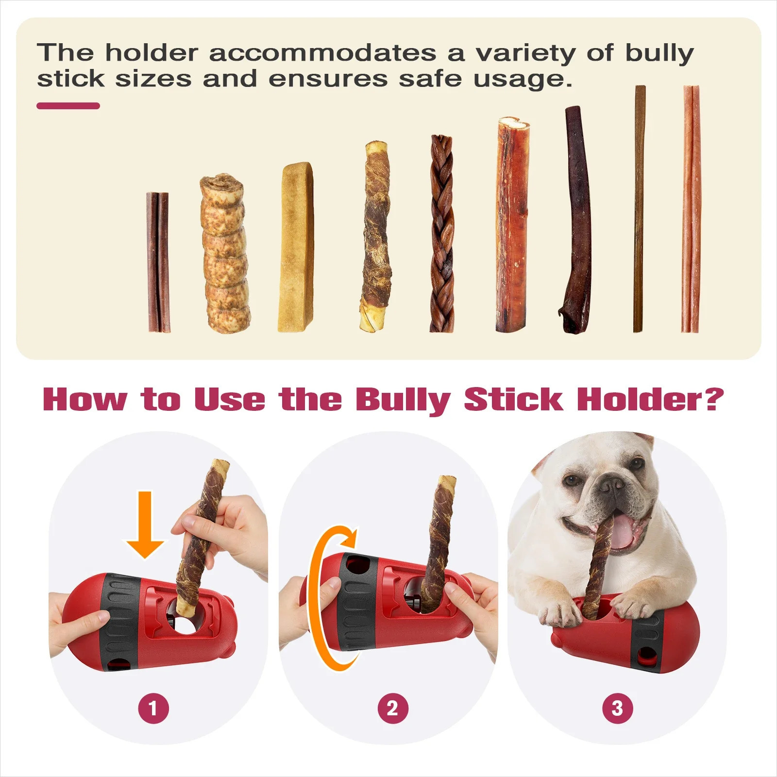 Bully Stick Holder Slow Feeder Ball Food Dispensing Toy for Small Medium Dogs Irregular Rolling Dog Toys