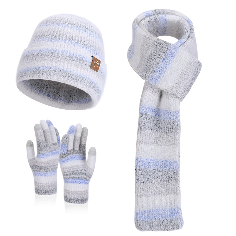 Hat Designer Scarf Gloves Three-Piece Set for Women Winter Ear Protection Pullover Knitted Hat Outdoor Windproof Cold-Proof Warm Knitted Hat free ship