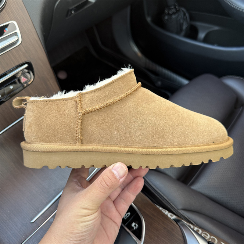 free shipping Designer Snow Boots 2025 New Women's Ultra-Mini Slant Collar Short Tube Low-Top Genuine Cowhide Wool Fleece-Lined Warm Anti-Slip Co