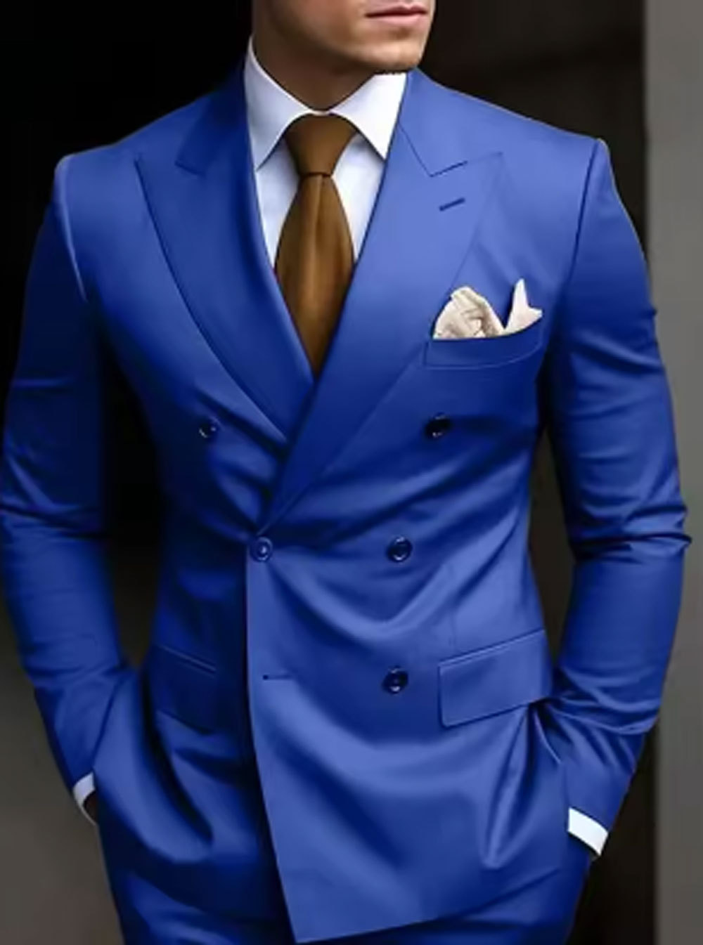 Men's Suits 2025 British Style Men Designers Double Breasted Tuxedo Suit Wedding Business Dress Coat Social Banquet Costume