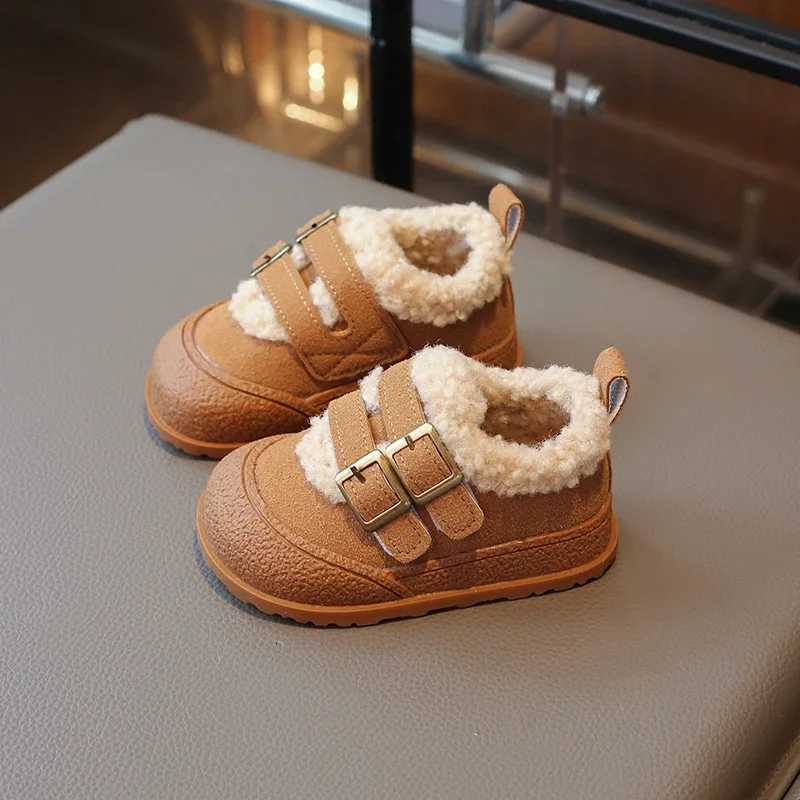 Childrens Padded Shoes 0-6 Years Old Khaki Thickened Warm Boys Girls Walking Shoes Beige Soft Non-slip Kids Baby Cotton BootsW251121