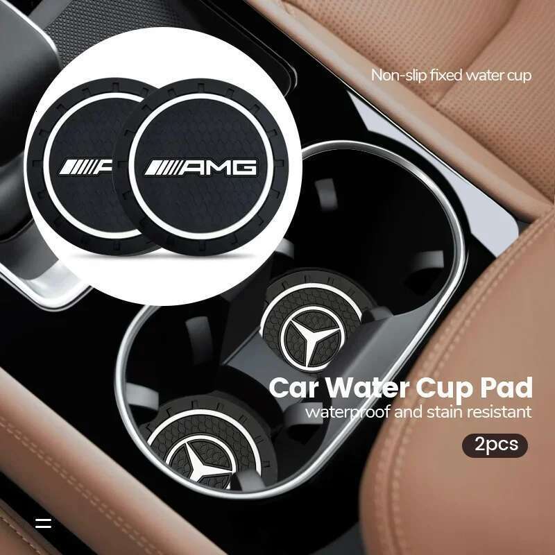 2PCS Car Water Cup Bottle Holder Anti-slip Pad Mat Silica Gel for Mercedes Benz AMG W177 W176 X166 X167 C257 C218 X253 C118 C117