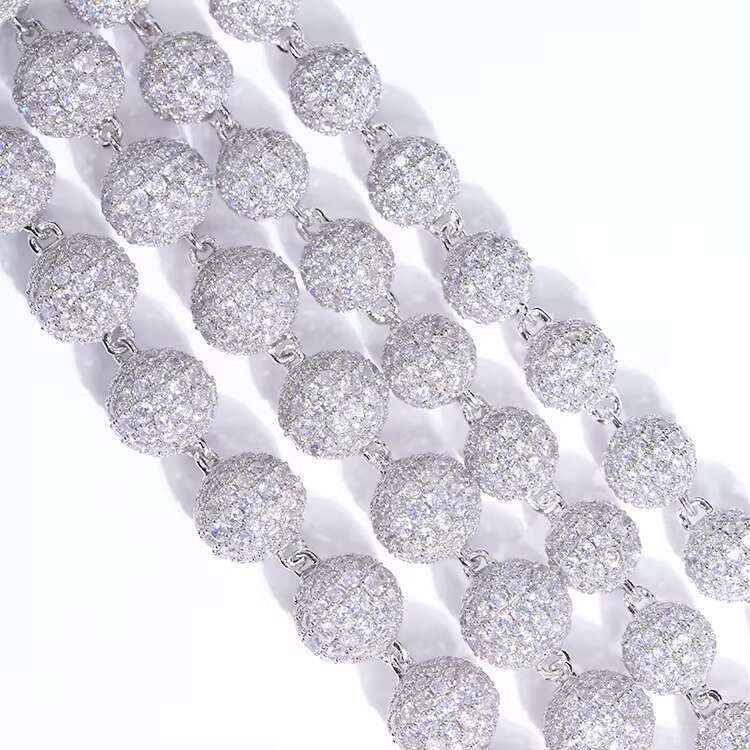 Gems Custom High Quality 925 Sterling Silver Iced Out VVS D Color Moissanite Diamond Ball Chain for Hiphop Life