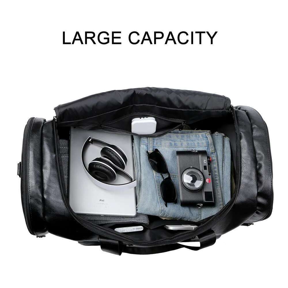 Men's Large Travel Tote Soft Leather Business Trip Holiday Handbag Man Carry ON Lage Pack Bags Black Brown PU Shoulder Bag