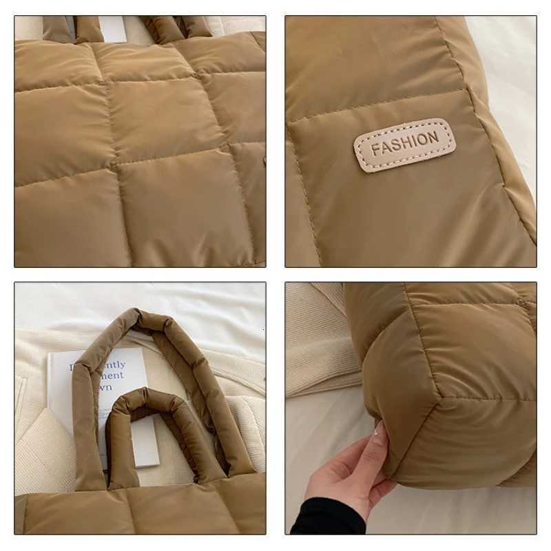 Wen Autumn Winter Soft Handbag Checkered Quilted Shoder Bag Fi Puffy Tote Bag Solid Color Large Capacity Top-handle Bag Y251121
