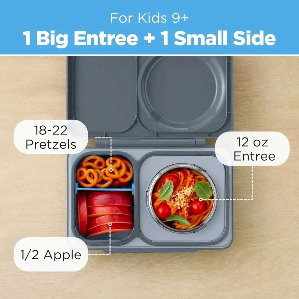 Insulated Kids Lunch Box Leak Proof Thermal Food Jar 2 Compartments Bento with Ice PackM251121