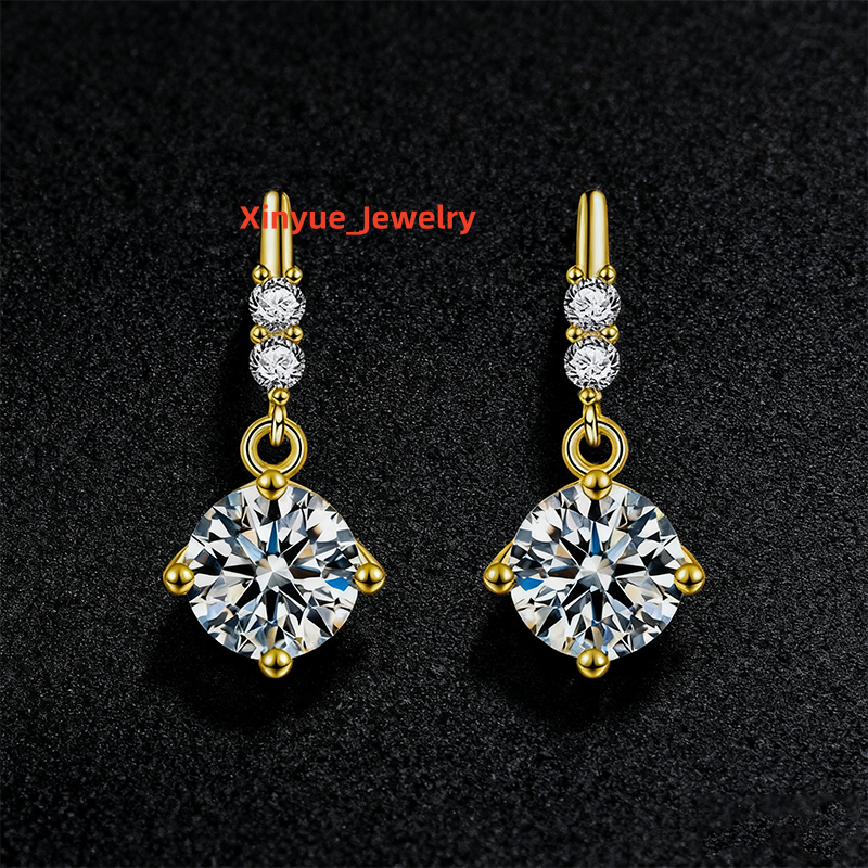 Moissanite 05CT Earrings 925 Sterling Silver Moissanite Tassel Stud Earrings