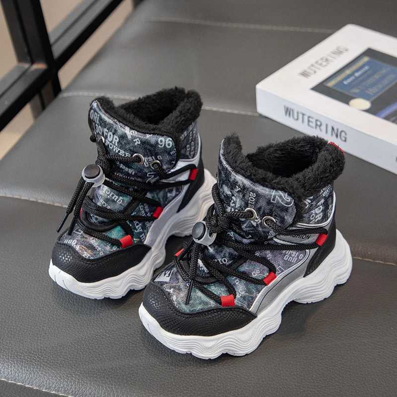 Childrens Snow Boots 3-18 Years Old Padded Thickened Boys Girls Big Cotton Shoes Soft Boys Short Boots Kids Warm Cotton ShoesW251121