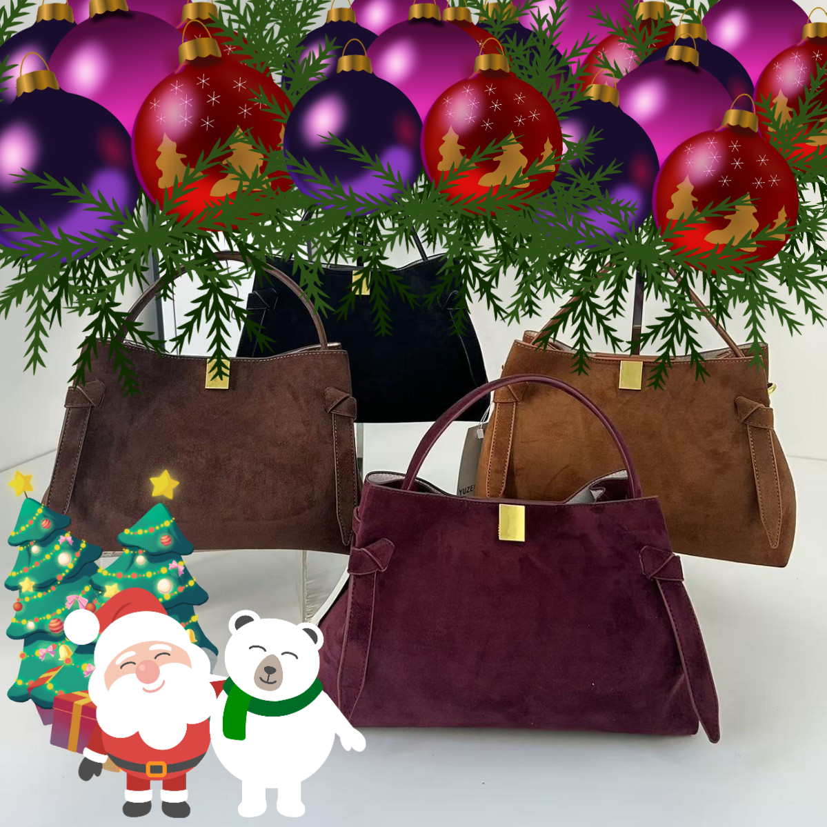 Christmas Luxury Bag Handbag Women's Elegant Shoulder Crossbody Bag Daily Commuter Suede Texture Handheld Fashion Designer Bag