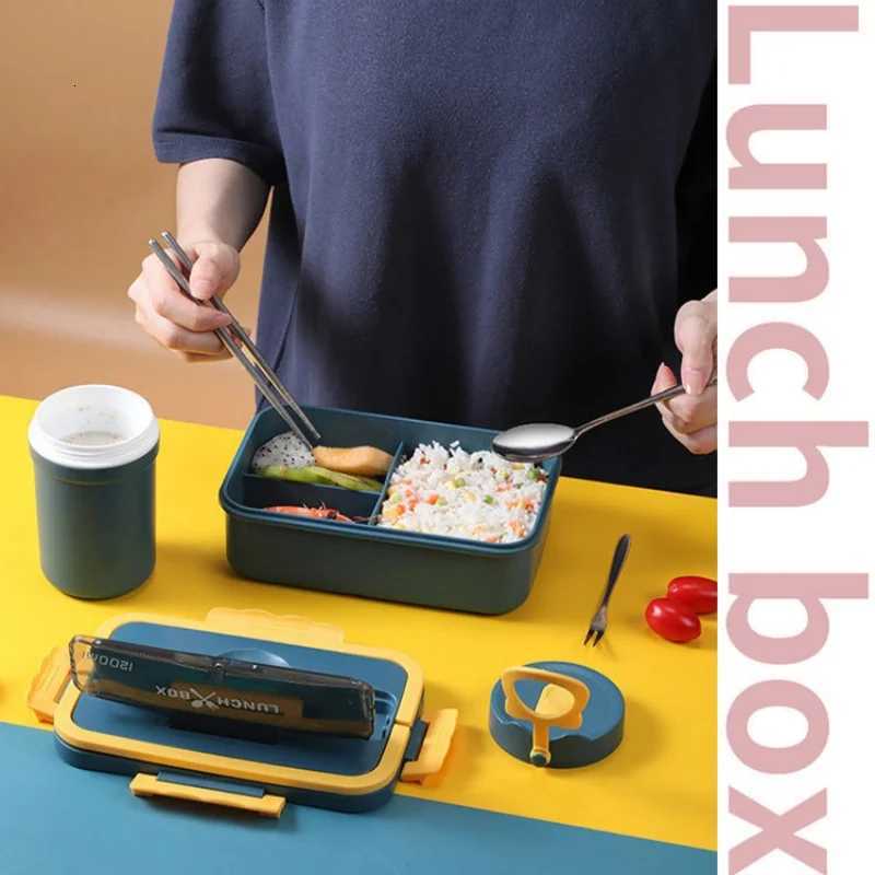 1200ml Large Capacity Lunch Box Portable Wheat Straw Bento Box Leak-proof Food Storage Container for Kids Back To School CampingM251121
