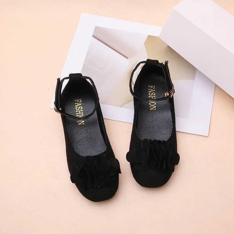 Girls Black Uniform High Heels Spring Autumn Performance Kids School Leather Shoes Ankle-strap Children Fashion Princess ShoesW251121