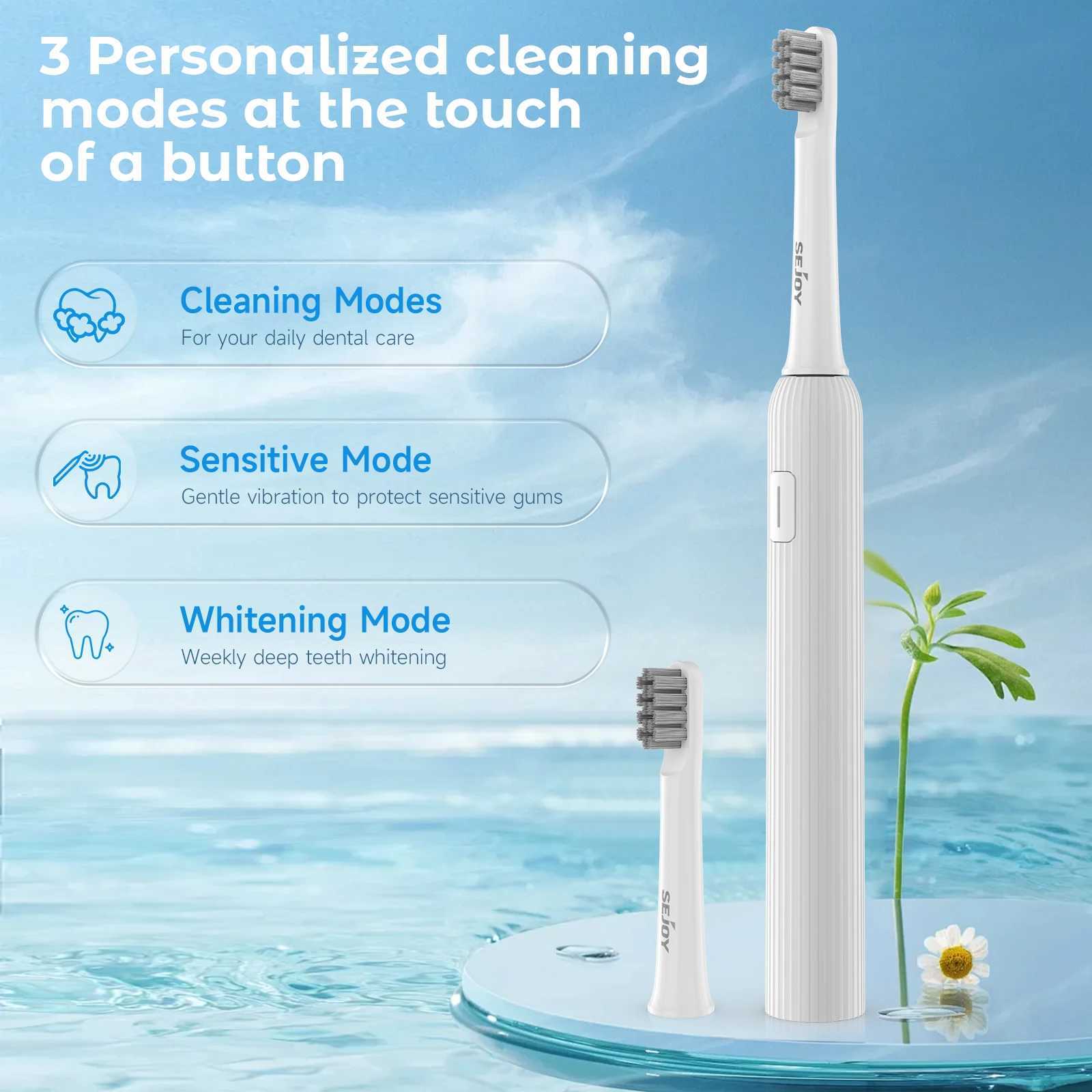 Sejoy MINT5 Adult Electric Ultrasonic Toothbrush 3 Modes with 4Pcs Brush Heads Rechargeable Tooth Brush Waterproof C251121