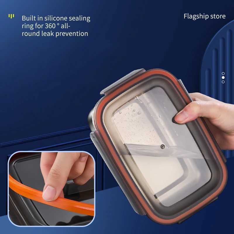 304 Stainless Steel Lunch Box Travel Leakproof Bowls Home Containers Microwave Heating Lunchboxs Big Capacity Food LunchboxM251121