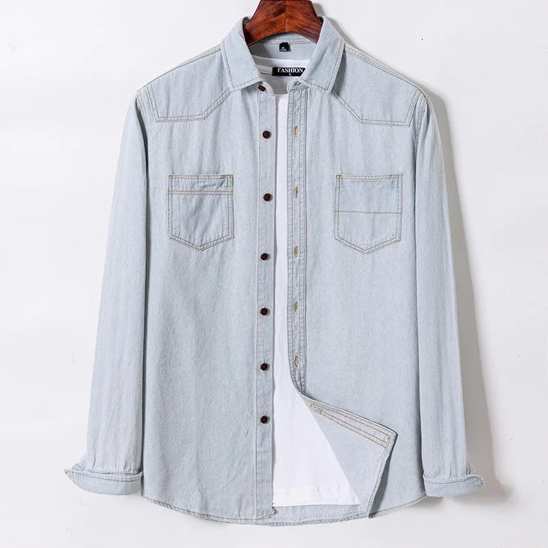 Denim Pure Cotton Long-Sleeve With Pocket Shirt Classic Fashion Embroider Comfortable Clothes 251120