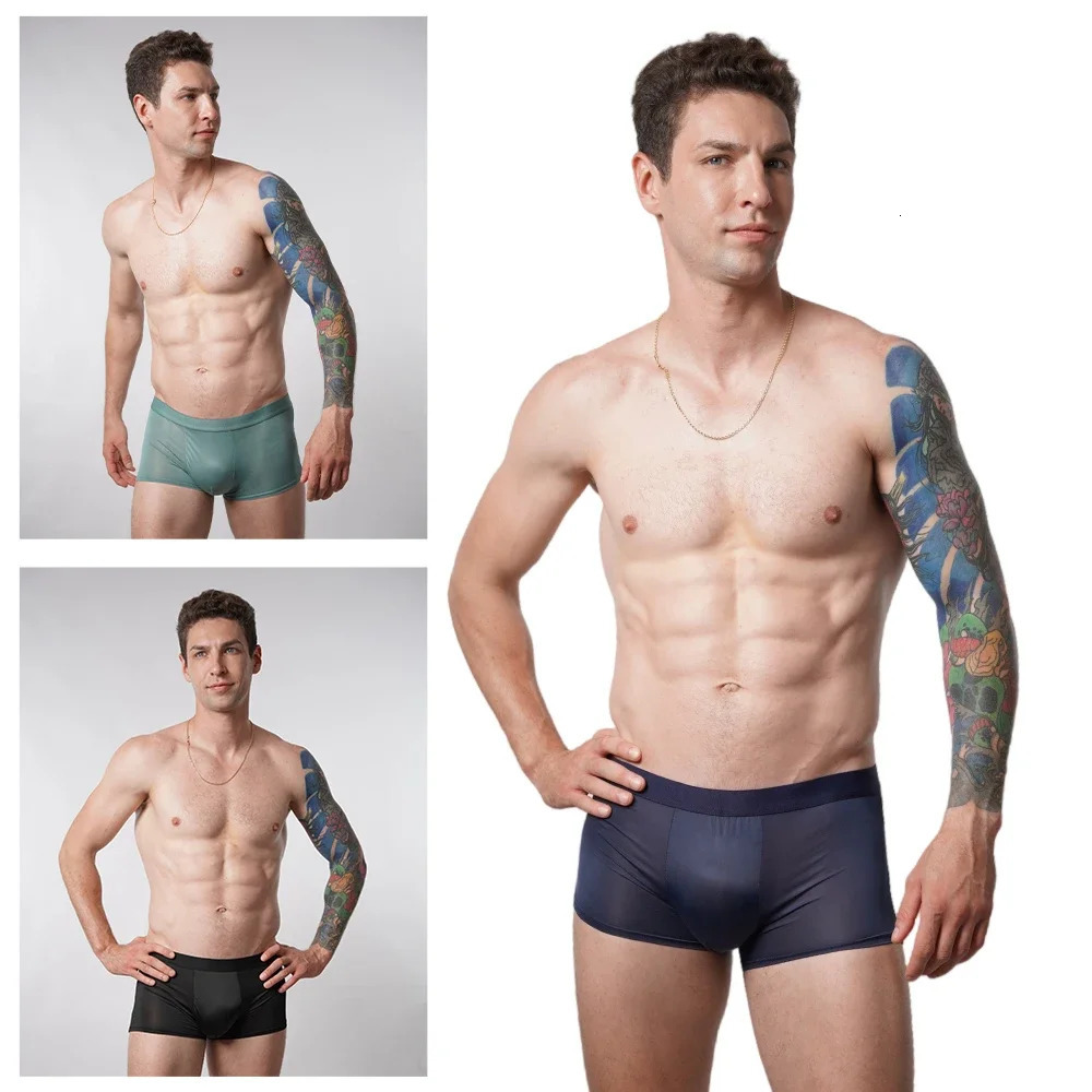 Mens boxing shorts summer cool ice silk mens breathable underwear 6 pieces 250417