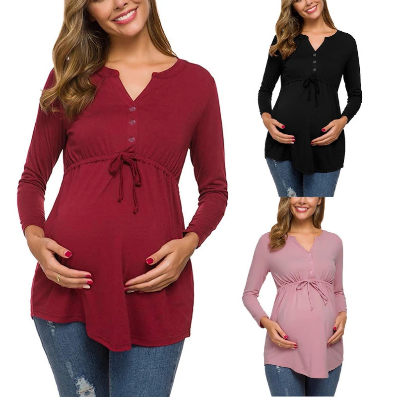 Pregnant women tshirt womens pregnant women care baby long sleeved striped top pregnant women Ropa Lactancia Breastfeeding T-shirt 250421