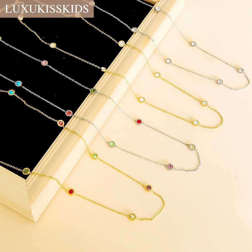 LUXUKISSKIDS Round Cubic Zircon Charms Long Necklace Woman Fashion Choker Stars Moon Elegant Chain No Fade Premium Fariy JewelryXJ251121