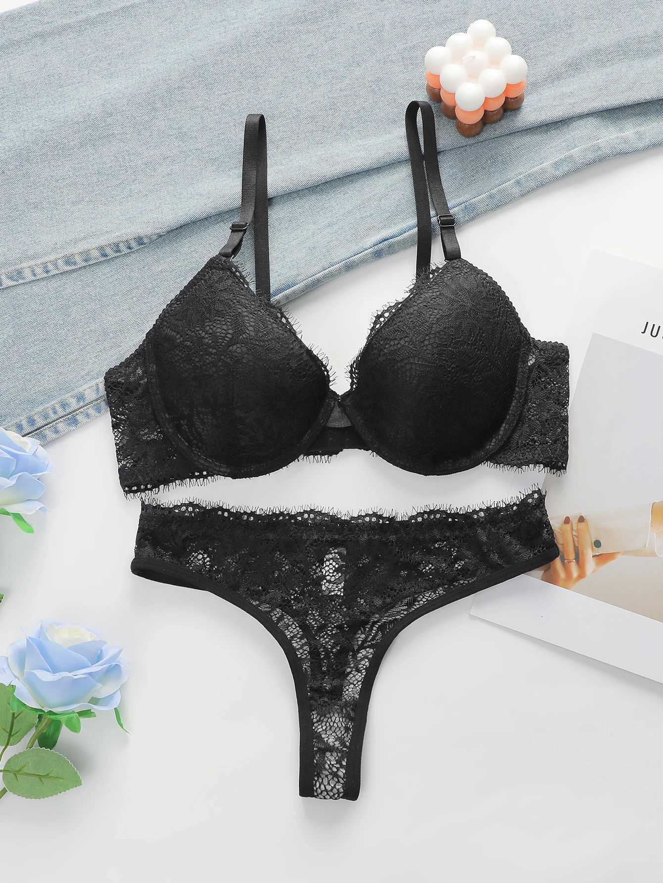 High Quality Simple And Sexy Lace Womens Push Up Two-piece Bra And Underwear A3107XJ251106