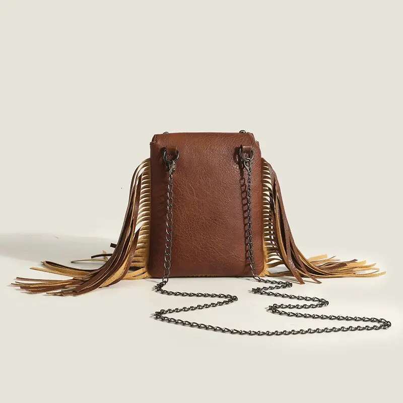 Bohemian Skull Rivet Chain Fringe Tassel Fashion Vintage Girl Punk Women S Handbags Purses Small Shoulder Bags Bag Bag