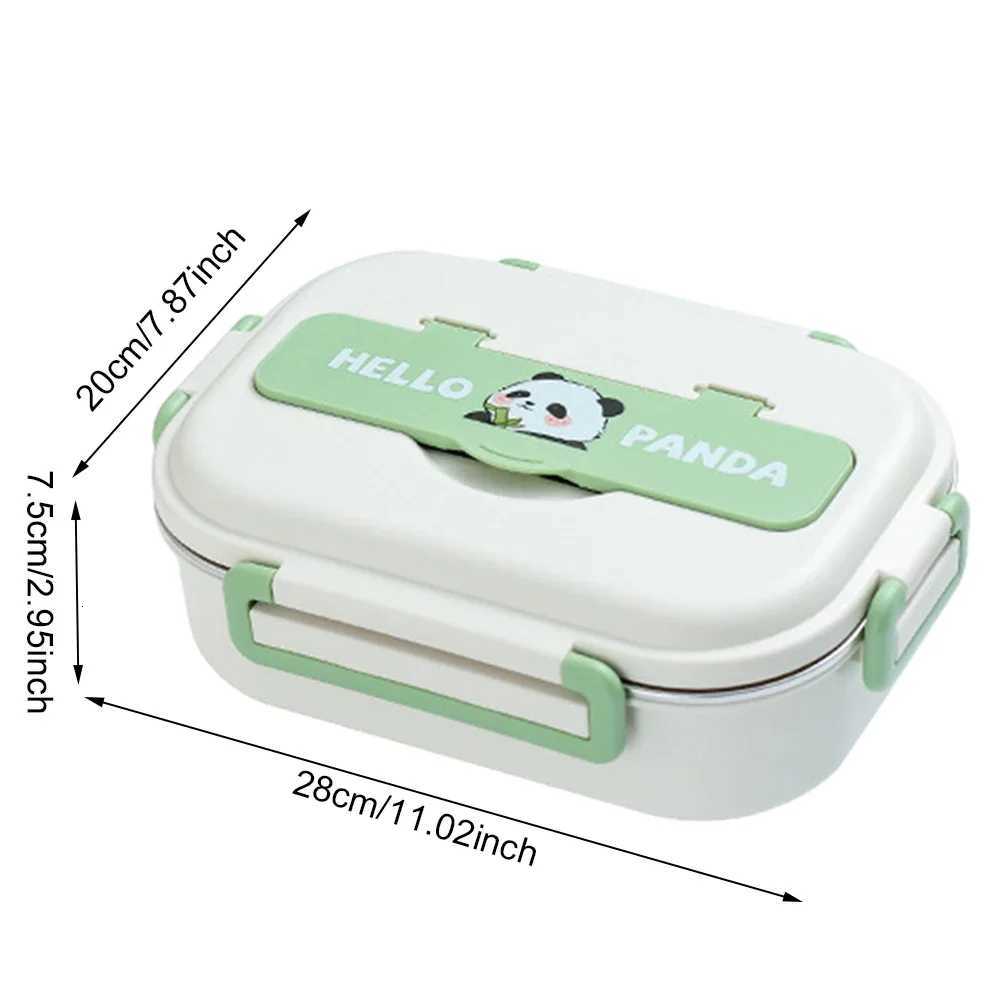 Stainless Steel Leakproof Lunch Box Microwave Safe 2/4/5 Grids Lunch Container with Cutlery Set Panda for Children School PicnicM251121