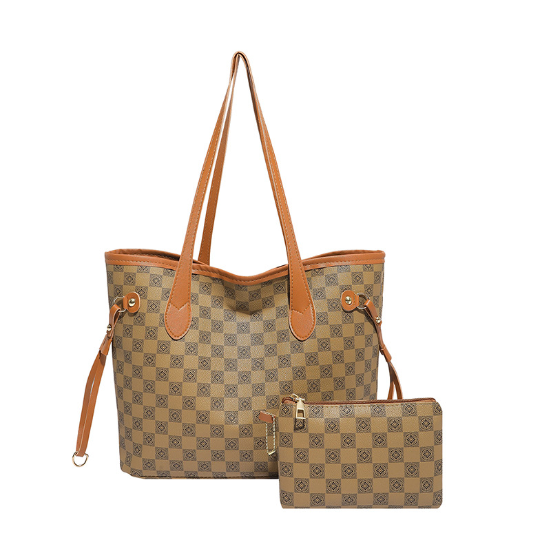 Chessboard Tote Bag Women's Large Capacity Commuter Bag Handheld Shoulder Bag Shopping Bag Bag