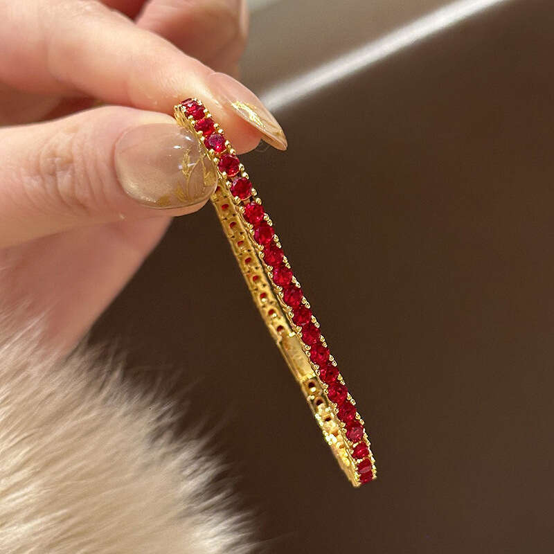 Hot-Selling New High-End String Bracelet for Women, Exquisite Row of Rhinestones, Red Gemstone Birth Year Bracelet, One-Piece Dropshipping