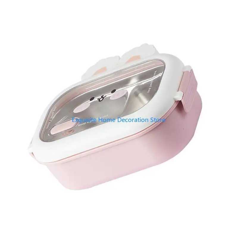 L5BF Child Friendly Lunch box with Rabbit User Friendly Stainless Steel Rabbit Lunch box for Children Practical HoldersM251121