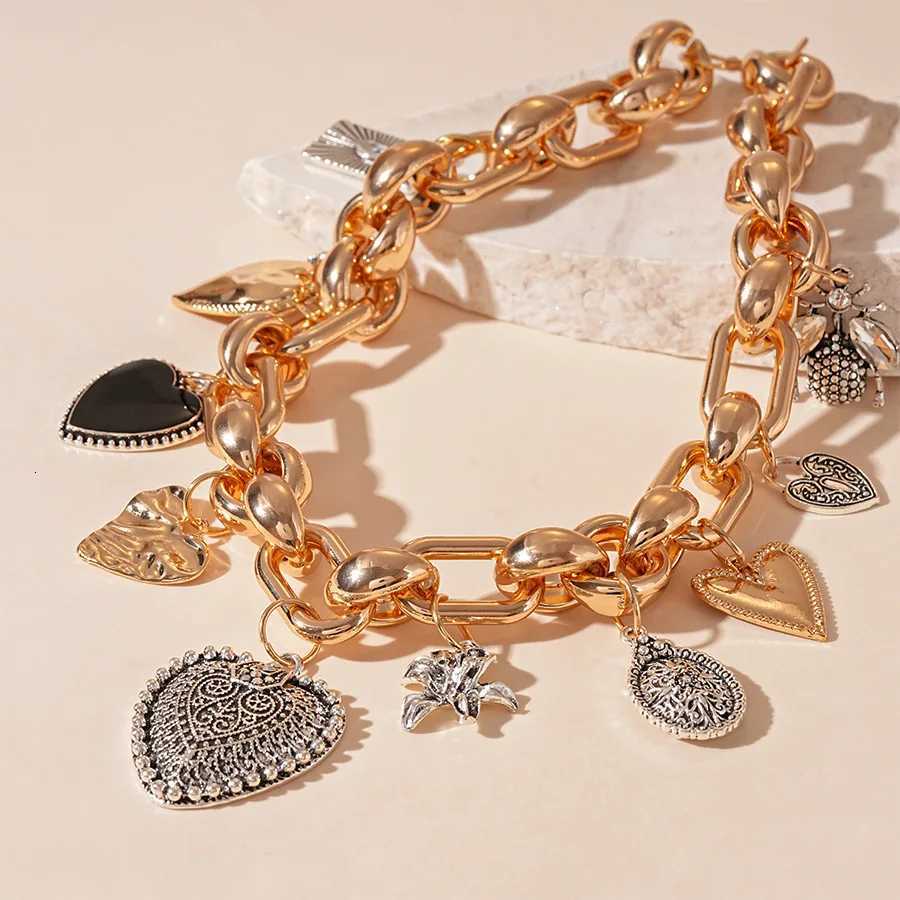 Womens Fashion Heart Pendant Necklace ZAA Jewelry Gold Plated Cube Chain Necklace Female Punk Accessories Birthday GiftsXJ251121