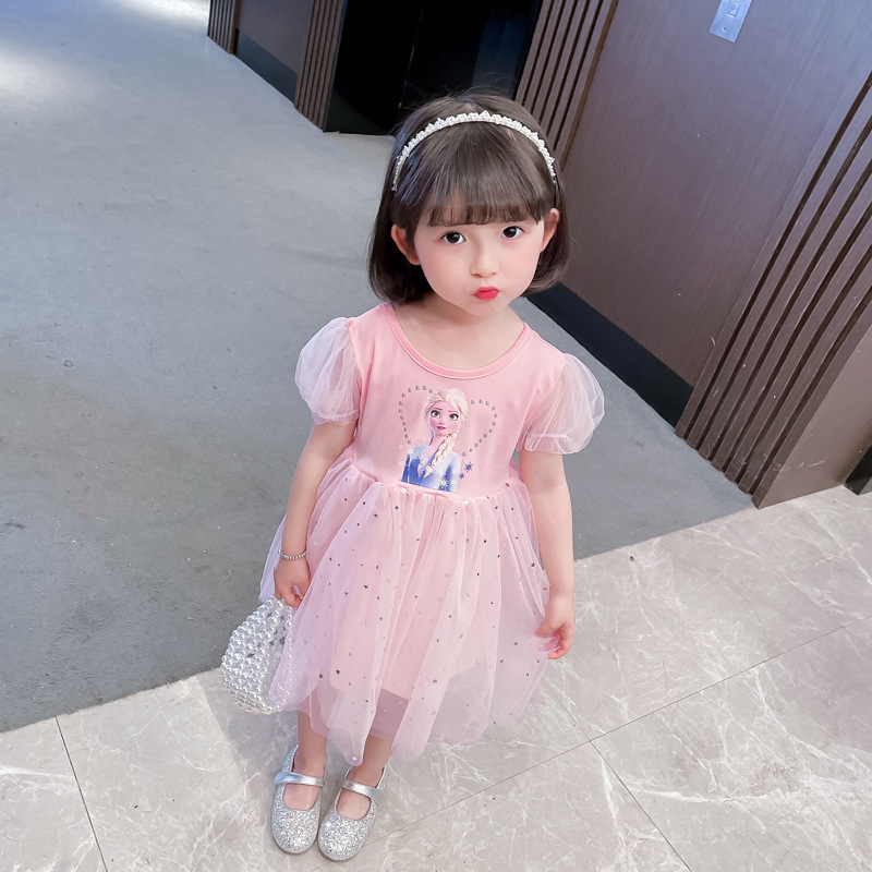 DISNEY kids designer clothes girls' dresses girls' Elsa princess dressFrozen summer children's rainbow dress baby Elsa dress
