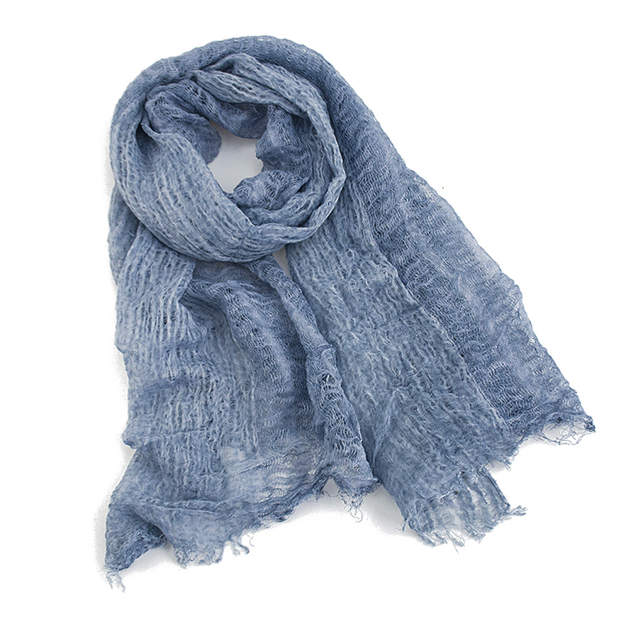 K939 2024 spring and summer thin solid color linen scarf tie-dye retro style women's scarf tassel decorative sunscreen shawl
