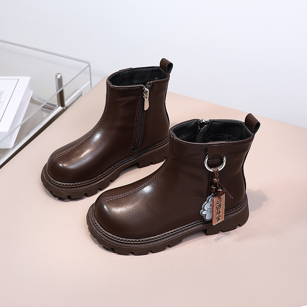 Winter double cotton children's shoes luminous shoes fashionable leather boots fashionable trendy shoes short boots Martin boots casual children&