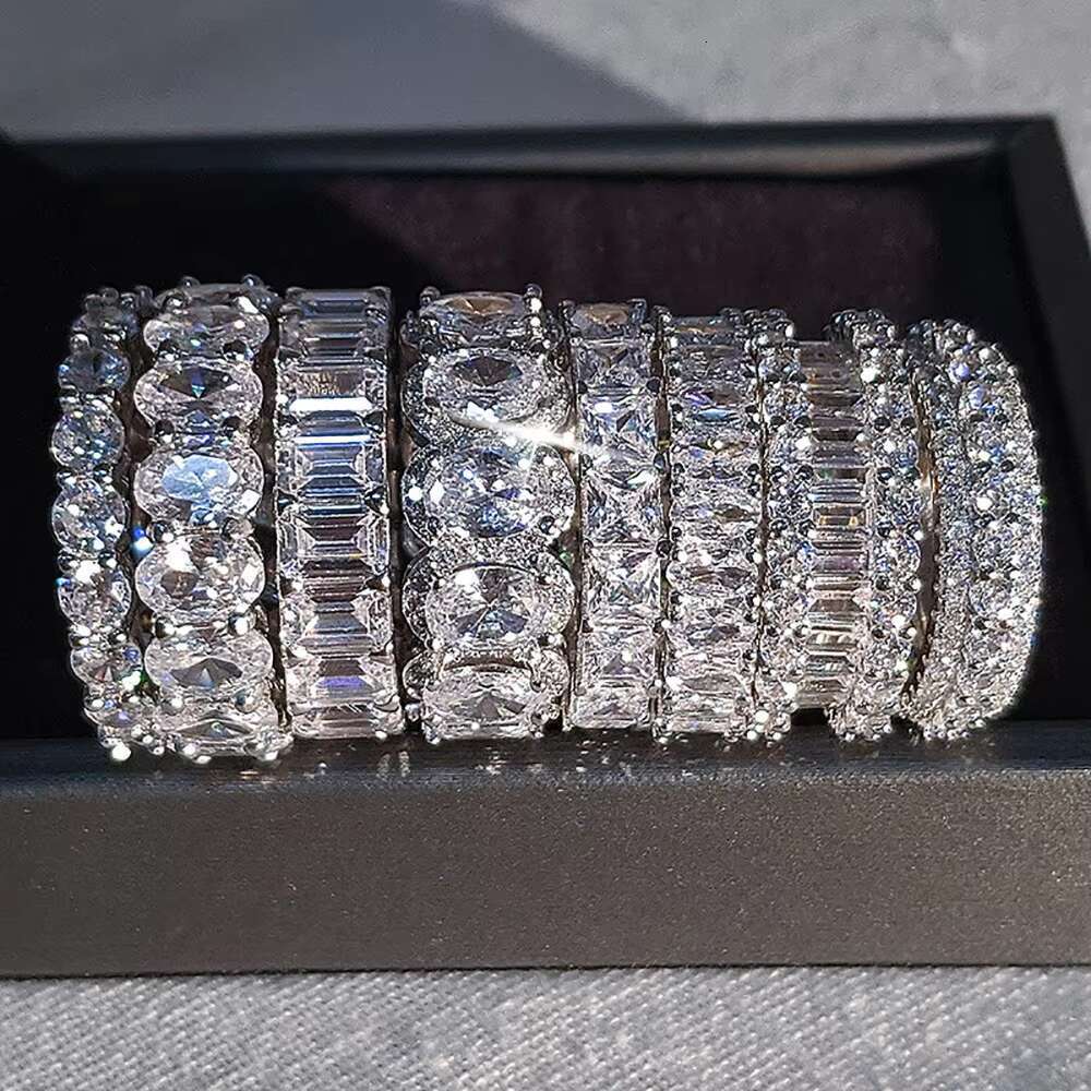 DHCollections Crystal Stackable Ring Set Fashion Zircon Style Band Rings for Women Adjustable Sparkle Statement Jewelry 6 Sizes 1 Piece