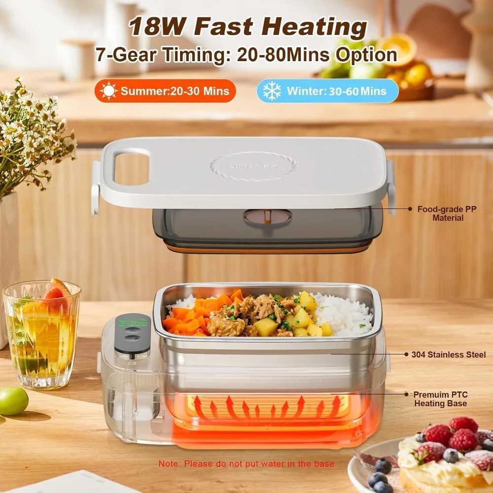 Cordless Electric Lunch Box 14000mAh Rechargeable Auto Heated Food Warmer for Adults Car Office TravelM251121